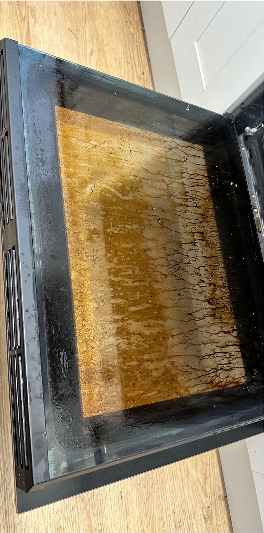 Oven Door Glass Deep De-Greasing before